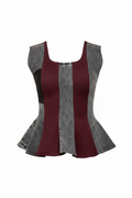 Blusa vinotinto denim fondo blanco