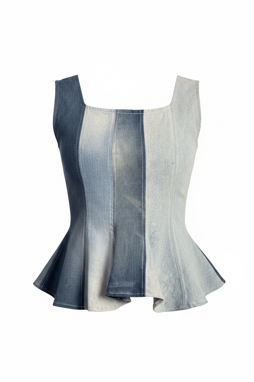 Top denim fondo blanco